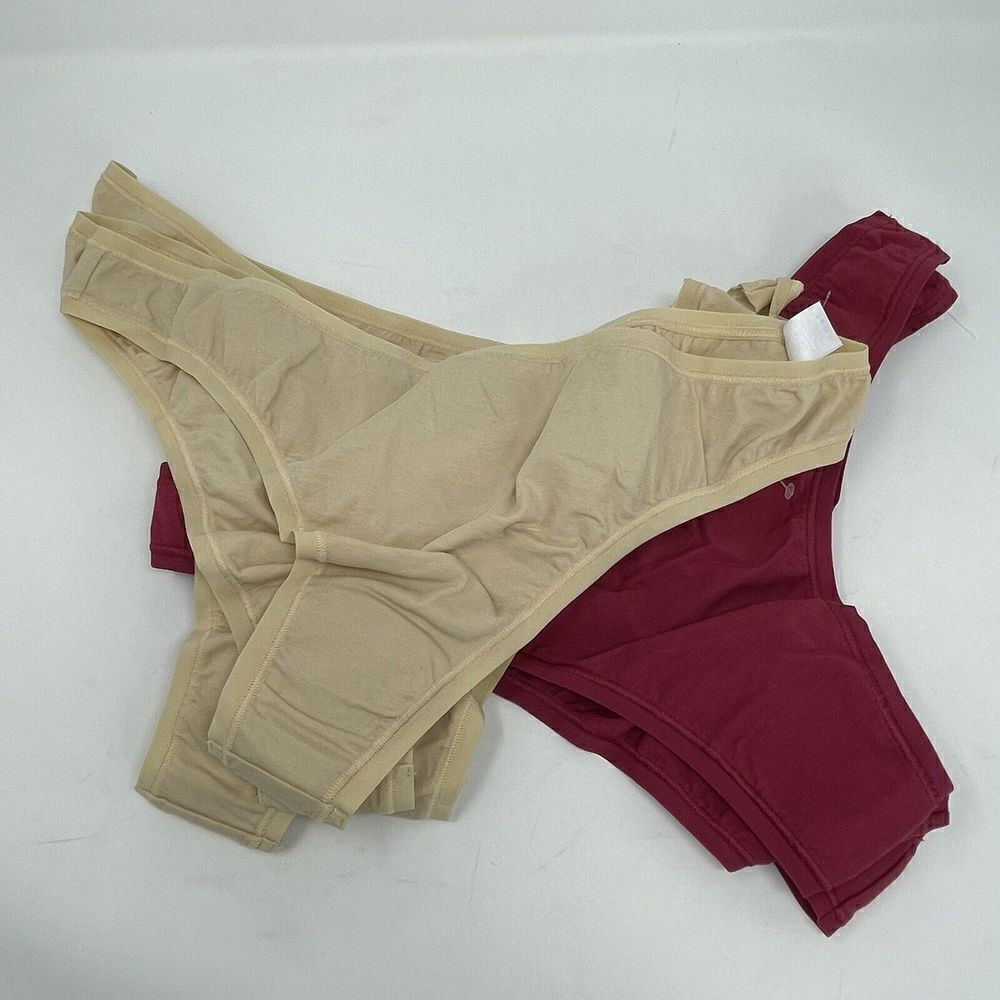 EVERYDAY Stitch Fix Thongs Womens 3X Made in Italy NEW Cotton Beige Red Lot of 8